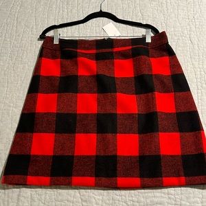JCrew Factory buffalo check wool skirt, 12